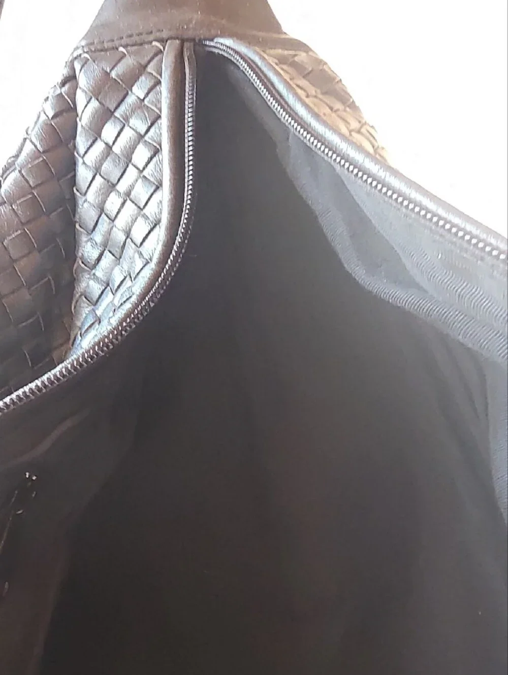 Black Woven Leather Sling Bag - Ganson